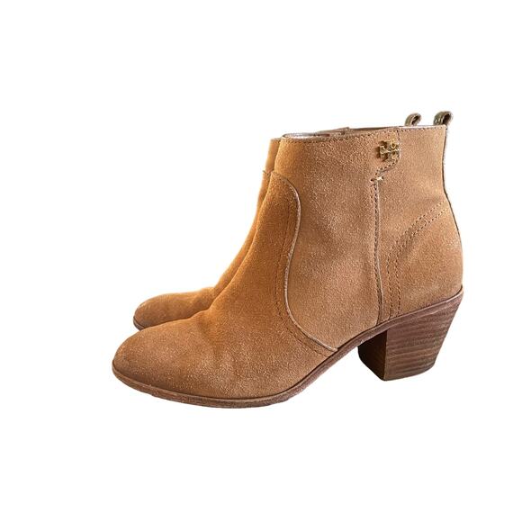 Tory Burch Sabe Tan Suede Leather Ankle Boots Size 7 - Picture 1 of 6